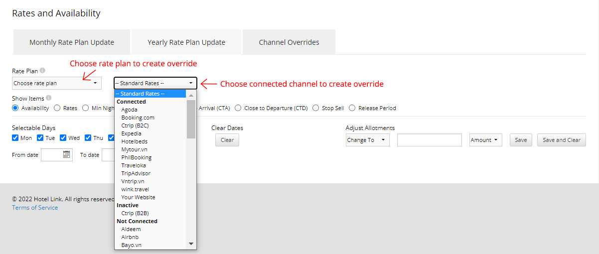 choose rate plan and channel